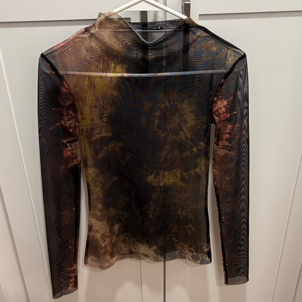 Zara Sheer Long Sleeve Top - Black, Brown, Tan